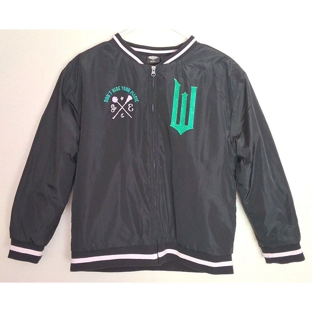 Wicked Movie Girls Bomber Jacket XL 14/16 Black Pink Don't Hide Your Magic